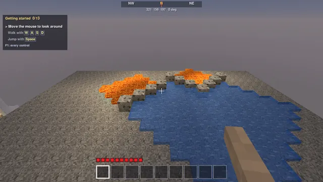 Fluids drawn by level: corners share the mean surface height, so runs slope and meet exactly.
